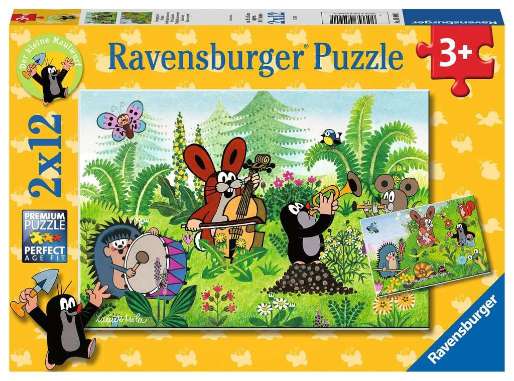 Ravensburger Puzzle - Der Maulwurf, Gartenparty mit Freunden, 2 x 12 Teile