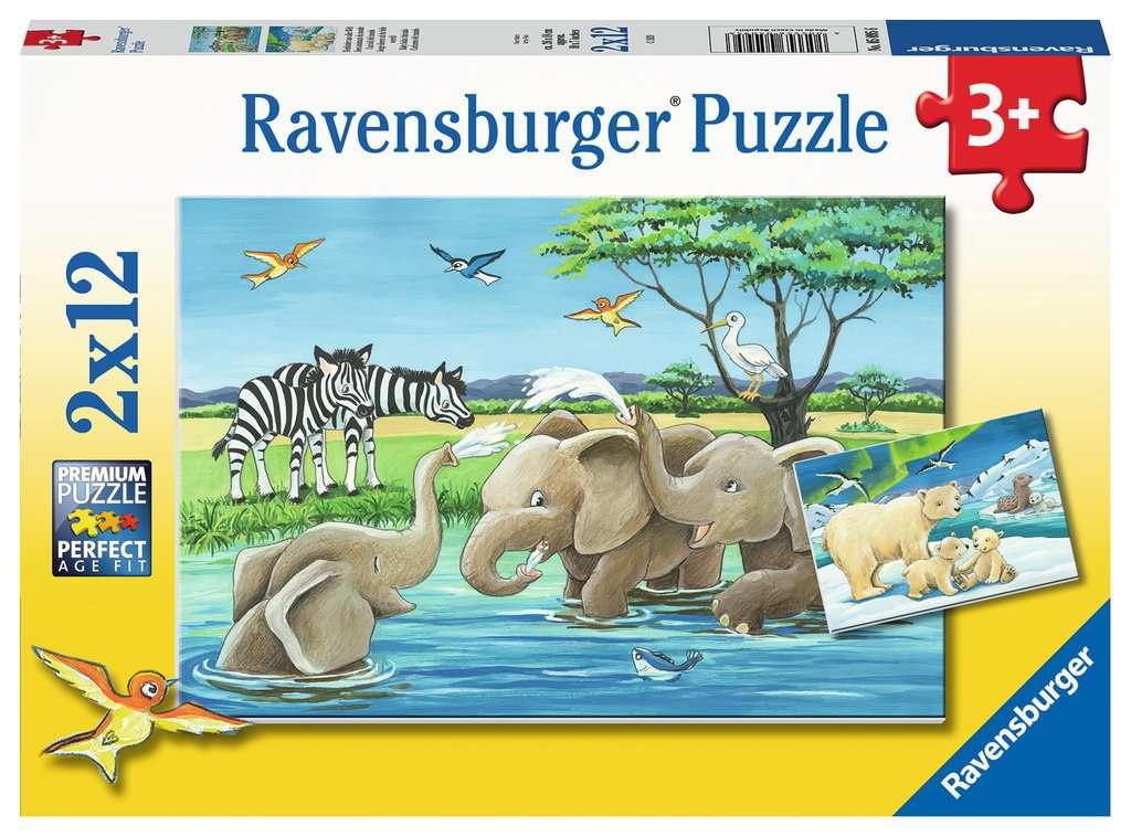 Ravensburger Puzzle - Tierkinder aus aller Welt, 2 x 12 Teile
