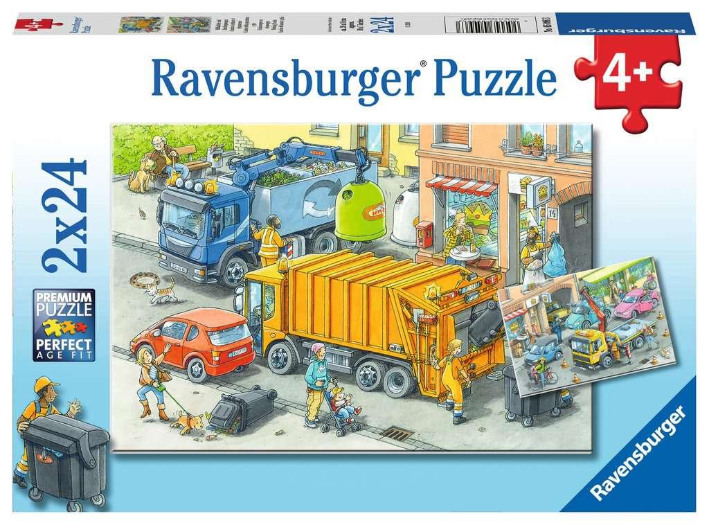 Ravensburger Puzzle - Müllabfuhr und Abschleppwagen, 2 x 24 Teile