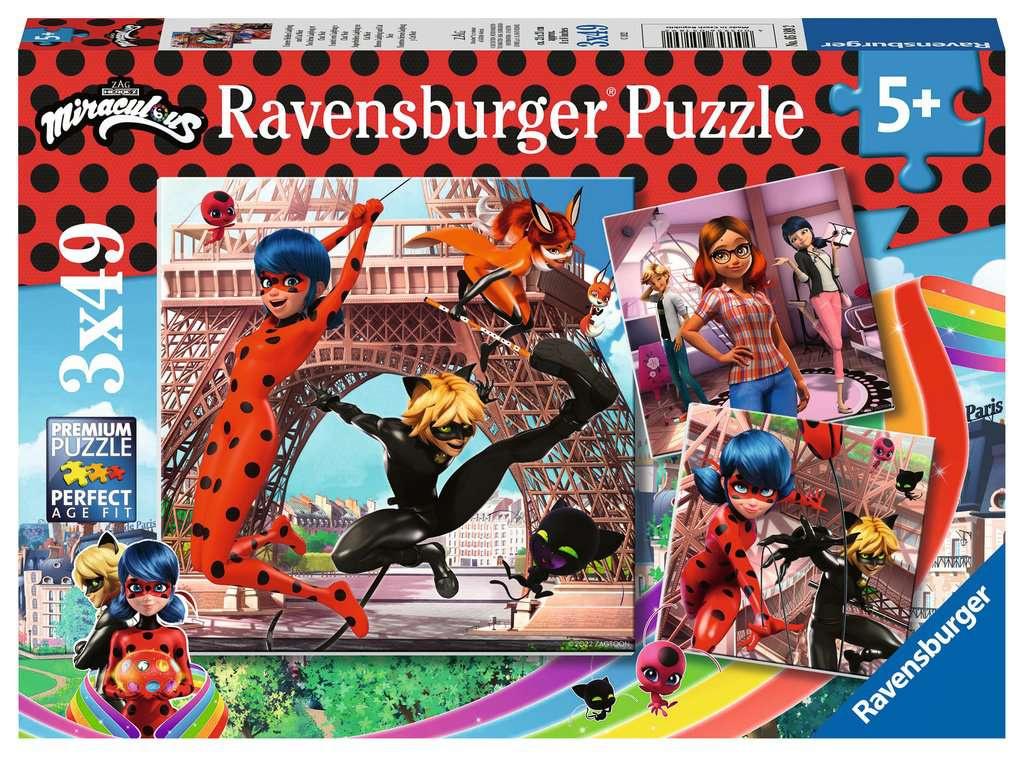 Ravensburger Puzzle - Unsere Helden Ladybug und Cat Noir - 3x49 Teile Miraculous Puzzle für Kinder ab 5 Jahren