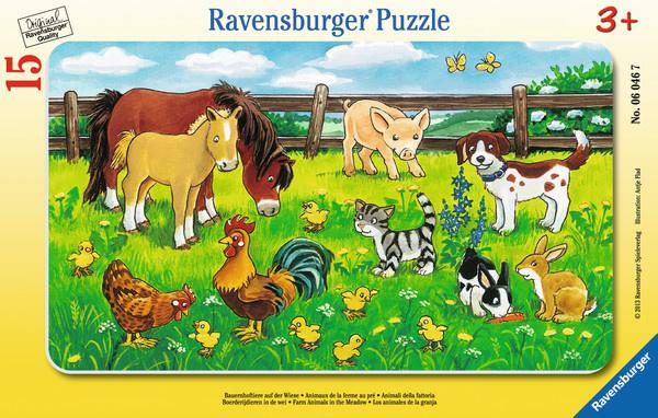 Ravensburger Rahmenpuzzle - Bauernhoftiere auf der Wiese, 15 Teile