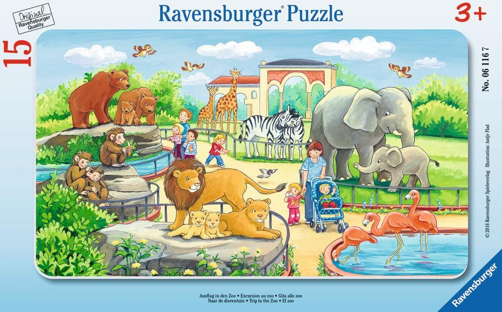 Ravensburger Puzzle - Rahmenpuzzle - Ausflug in den Zoo, 15 Teile