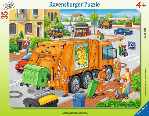Ravensburger Puzzle - Rahmenpuzzle - Müllabfuhr, 35 Teile