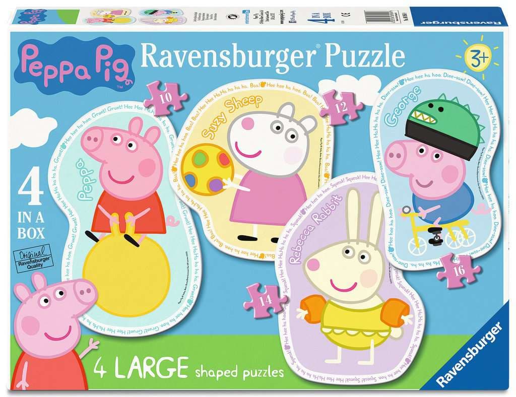 Ravensburger Kinderpuzzle 06956 - Zeit für Spiel und Spaß - 4 konturgeformte Puzzles mit 10, 12, 14 und 16 großen