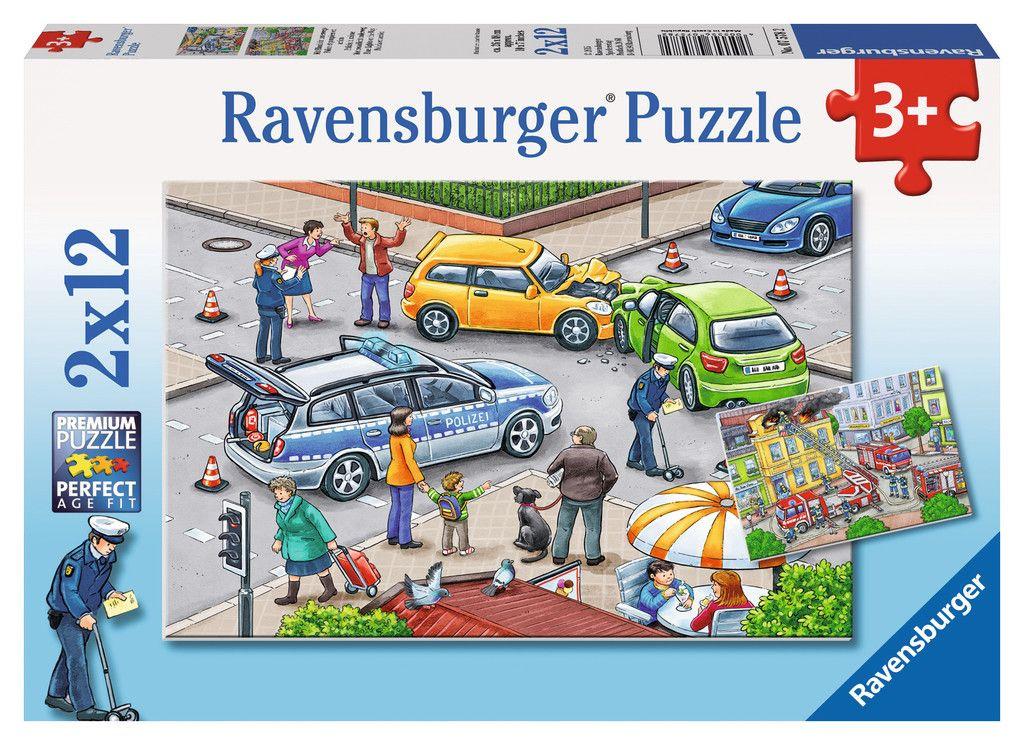 Ravensburger Puzzle - Mit Blaulicht unterwegs, 2 x 12 Teile