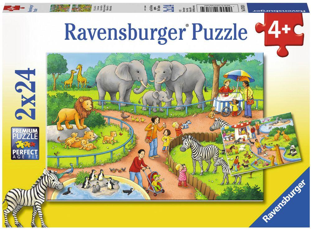 Ravensburger Puzzle - Ein Tag im Zoo, 2x24 Teile