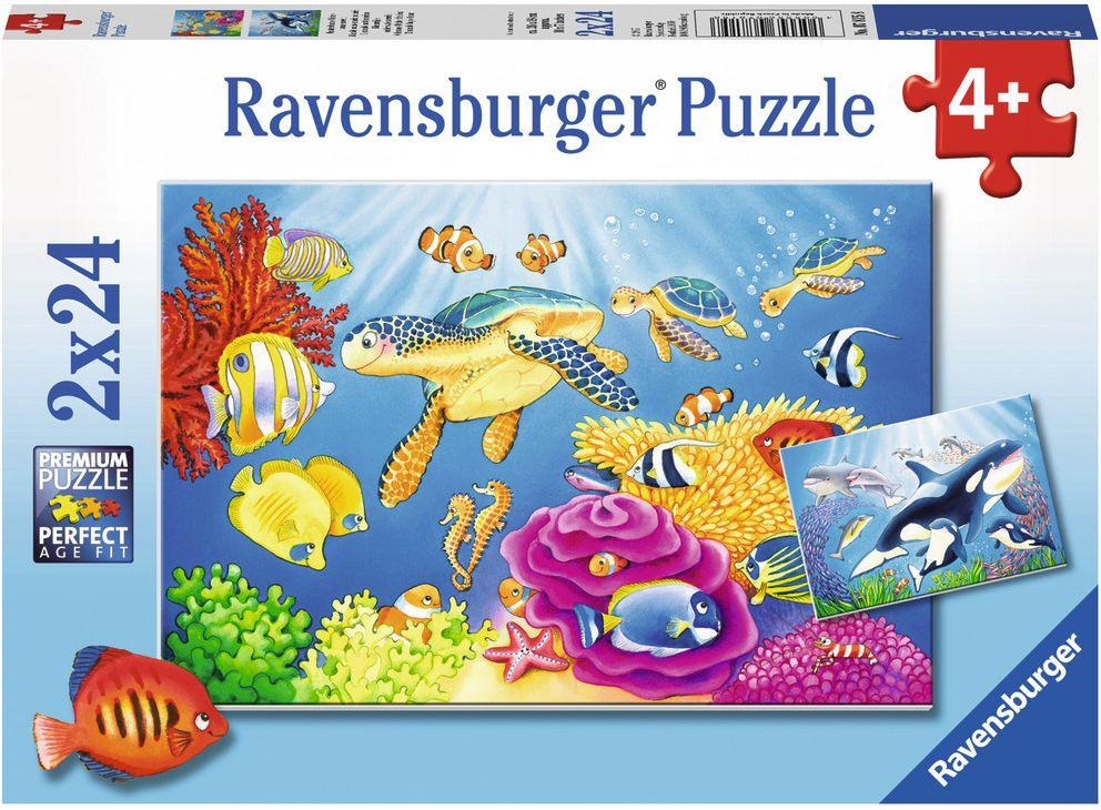 Ravensburger Puzzle - Kunterbunte Unterwasserwelt, 2x24 Teile