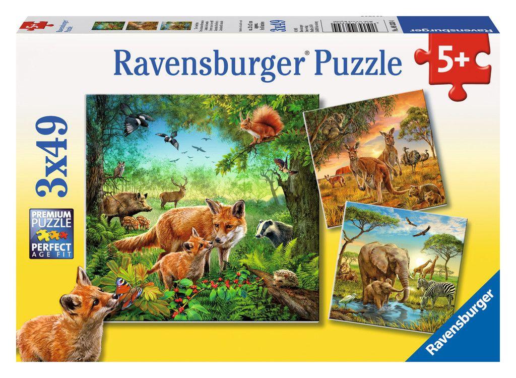 Ravensburger Puzzle - Tiere der Erde, 3x49 Teile