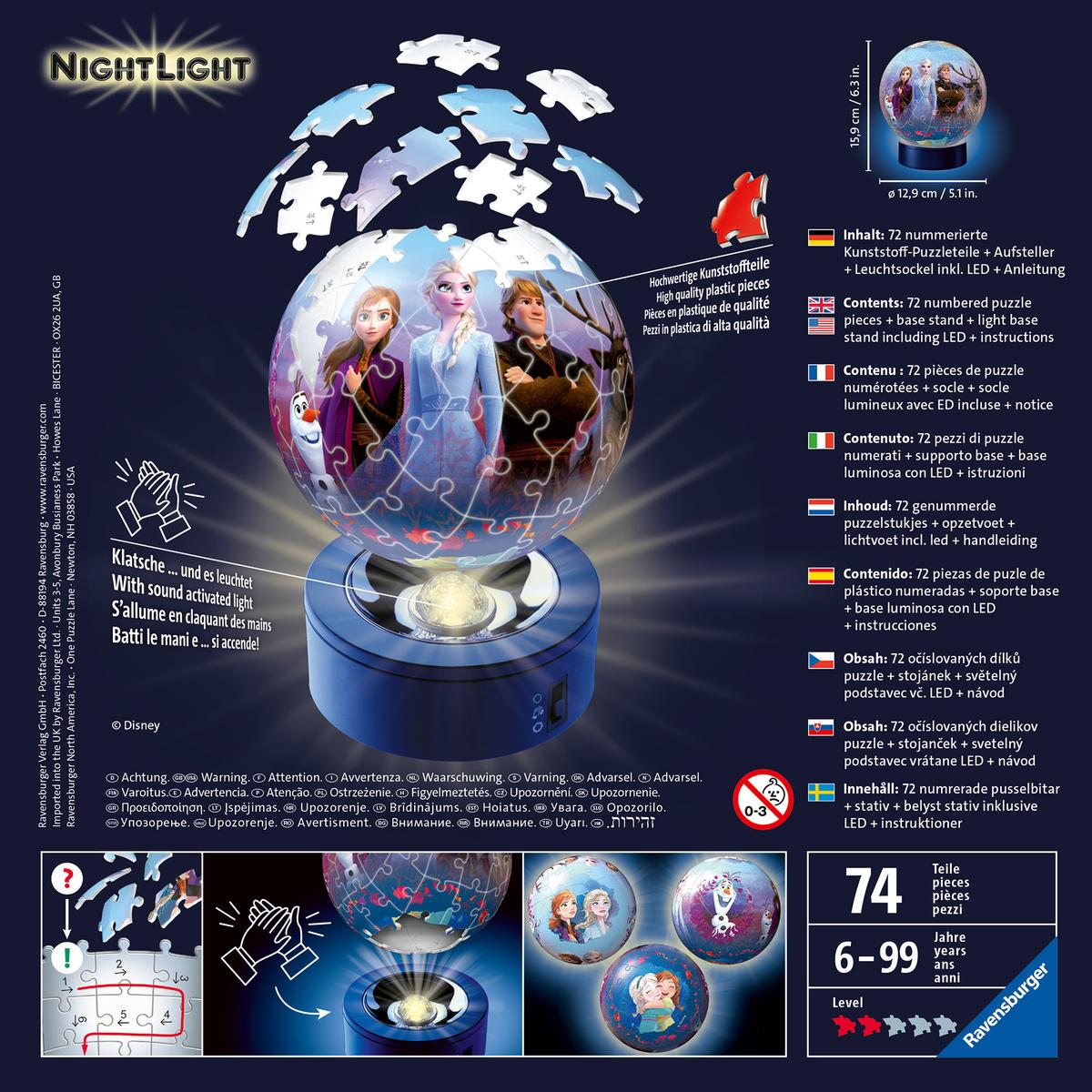 Produktbild Ravensburger Puzzle - 3D Puzzle-Ball - Nachtlicht - Frozen 2 3 von 3