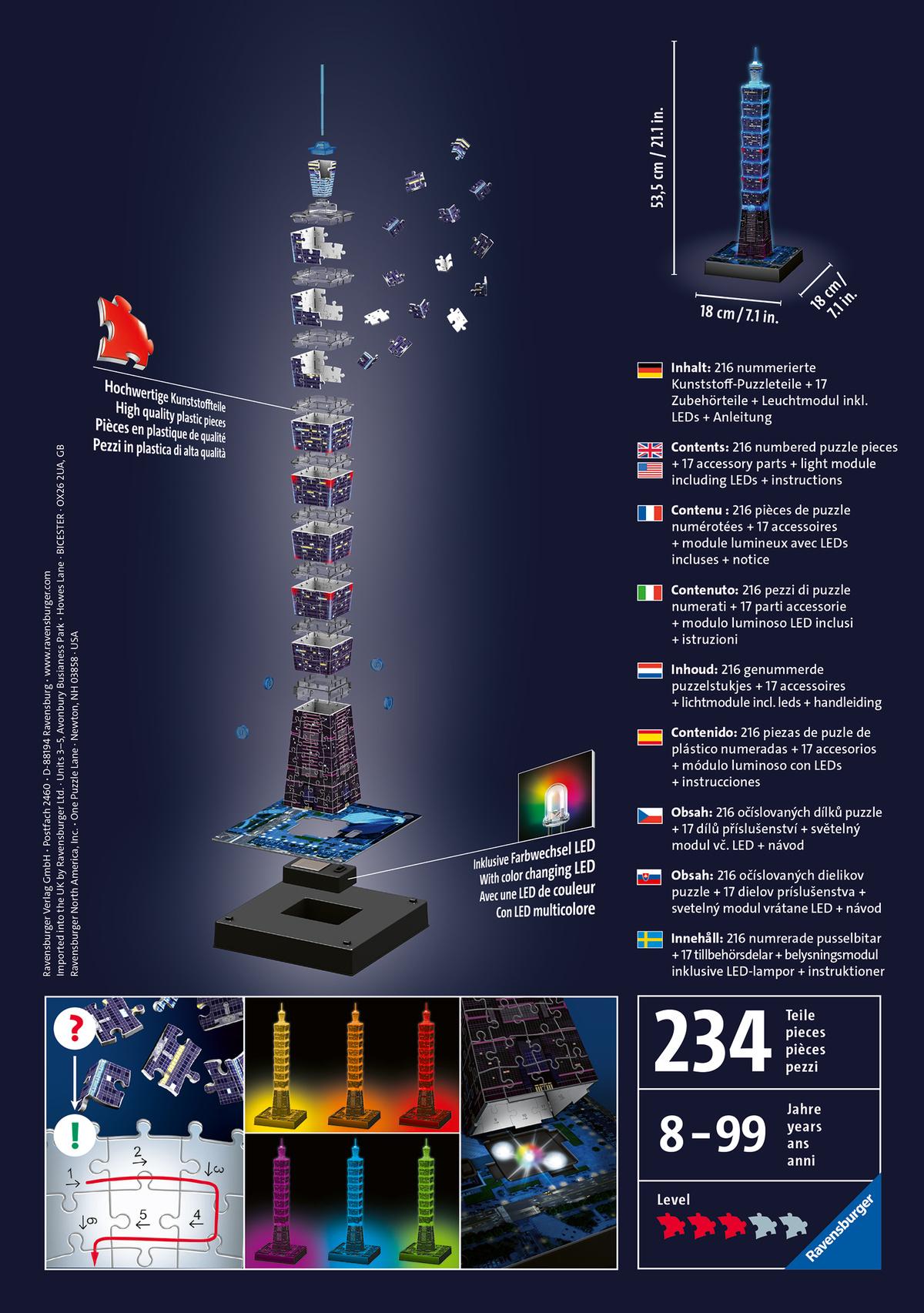 Produktbild Ravensburger Puzzle - 3D Puzzles - Taipei 101 bei Nacht, 216 Teile 3 von 5