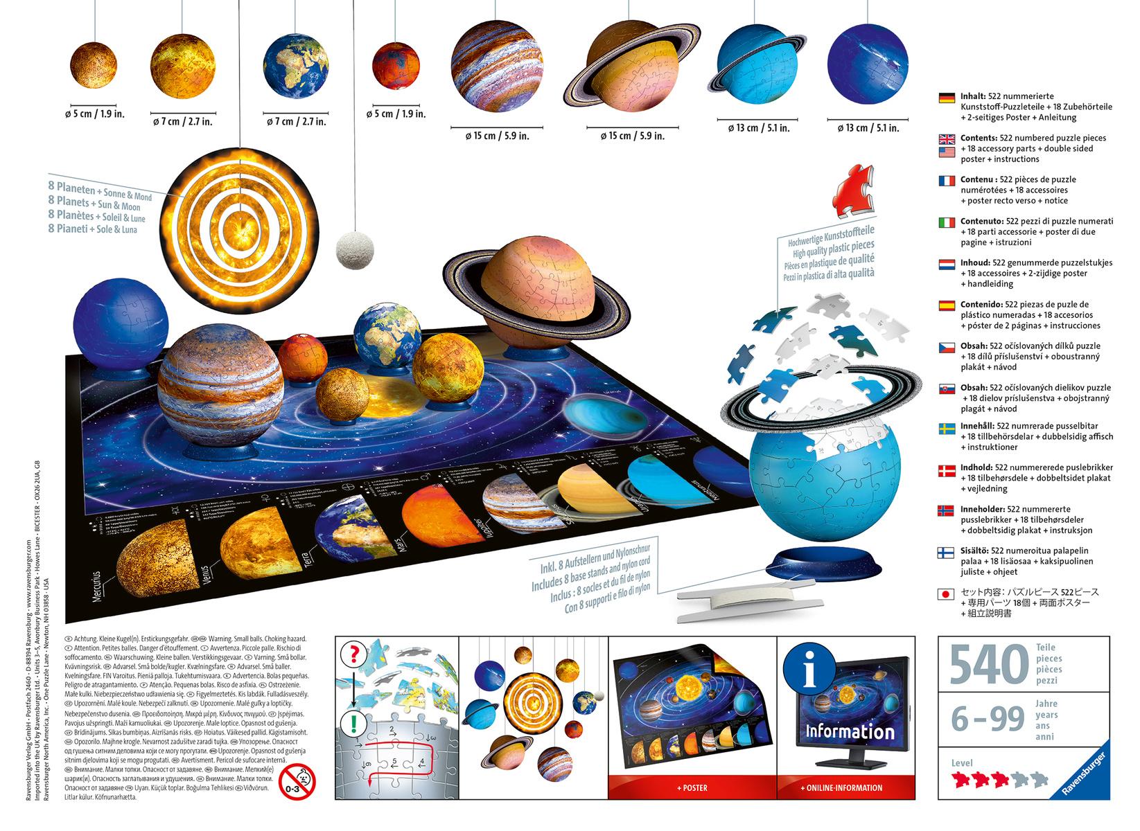 Produktbild Ravensburger Puzzle - 3D puzzleball - Planetenbox 27/54/72/108 Teile 17 von 18