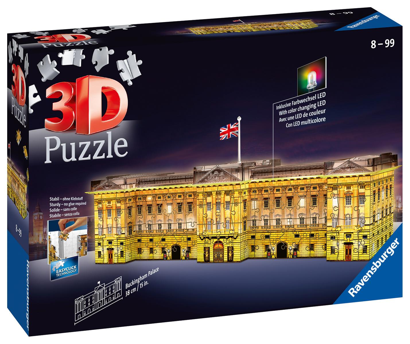 Ravensburger Puzzle - 3D Puzzle - Buckingham Palace bei Nacht, 216 Teile