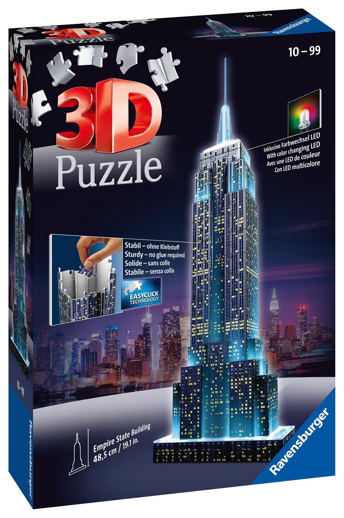 Ravensburger Puzzle - 3D Vision Puzzle - Empire State Building bei Nacht, 216 Teile