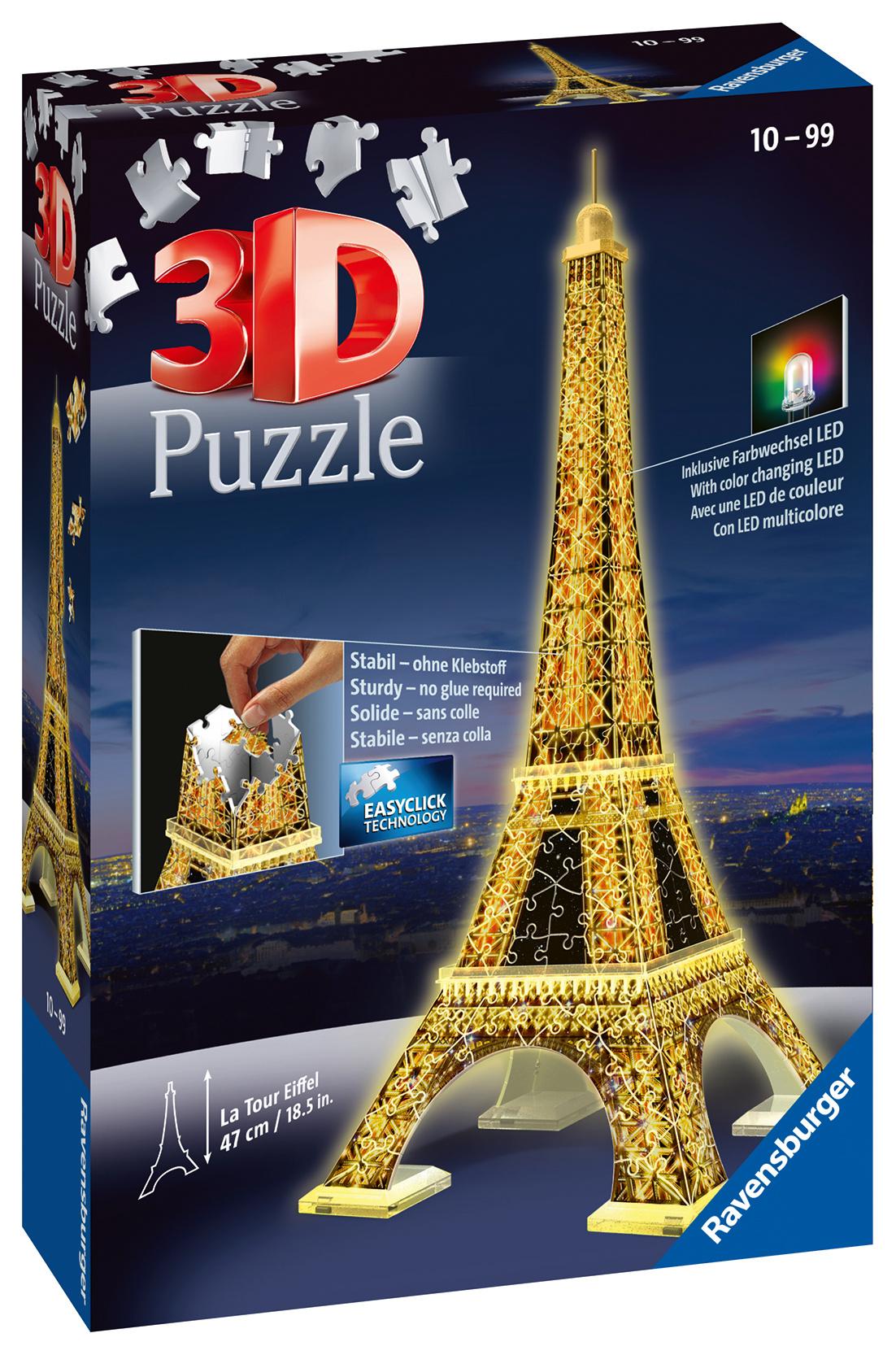 Ravensburger Puzzle - 3D-Puzzle - Eiffelturm bei Nacht, 216 Teile