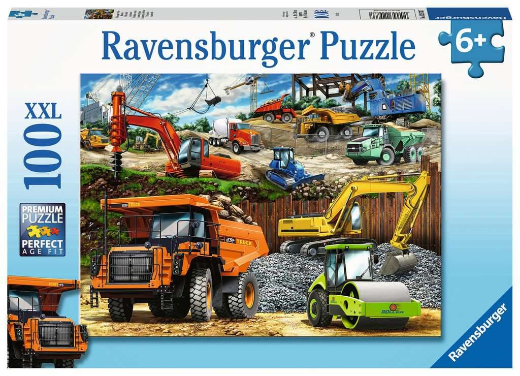 Ravensburger Puzzle - Kinderpuzzle 100 XXL Teile - Fahrzeuge auf der Baustelle