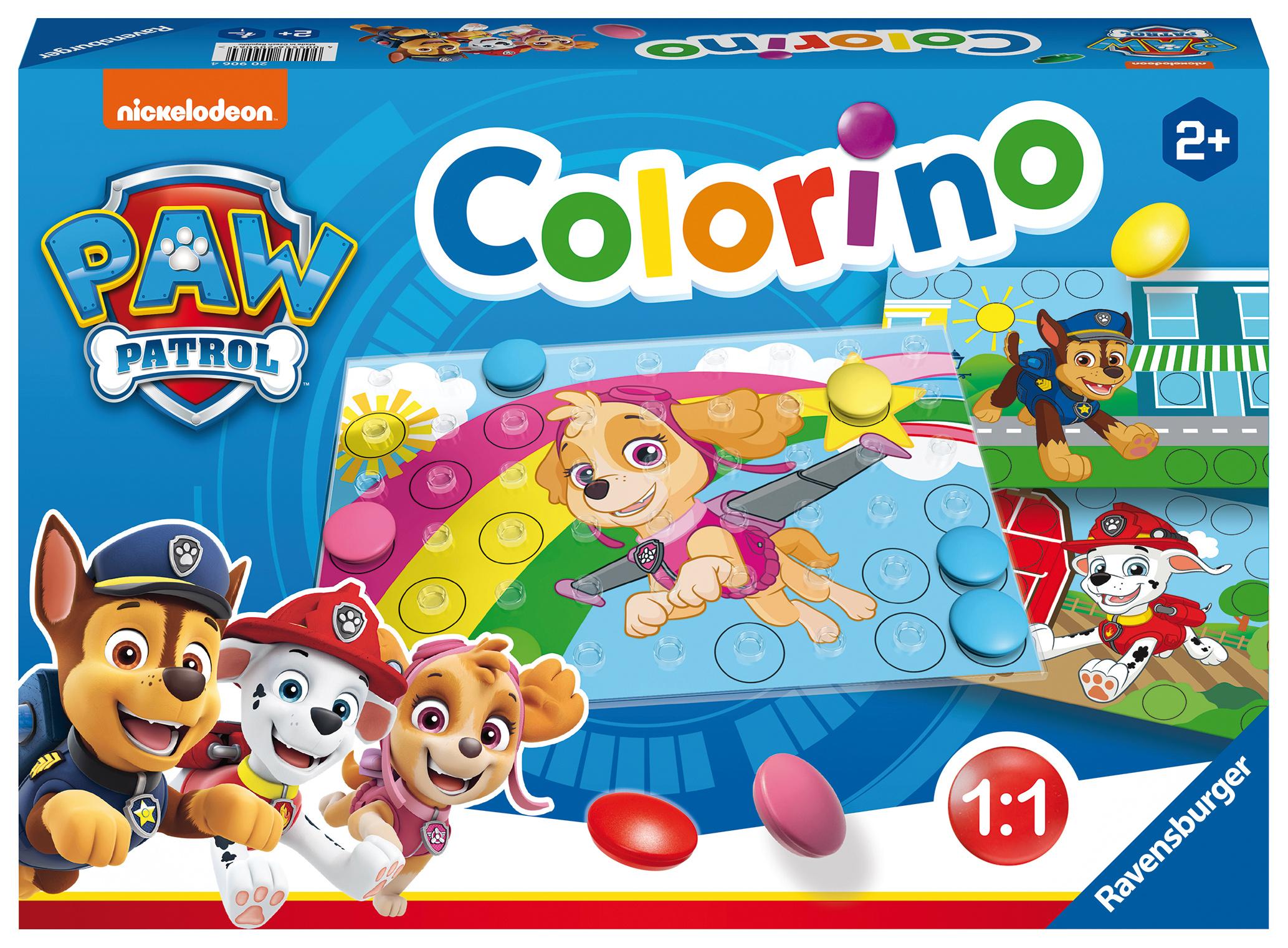 Ravensburger Spiel - Paw Patrol Colorino, Kinderspiel zum Farbenlernen, Mosaik Steckspiel, ab 2 Jahre