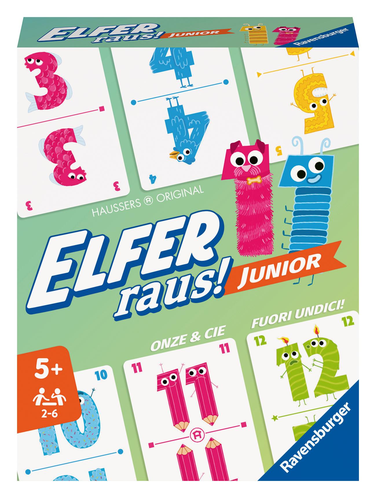 Ravensburger Spiel - Elfer Raus! Junior - Kartenspiel für Kinder und Erwachsene, Zahlenraum 1-20