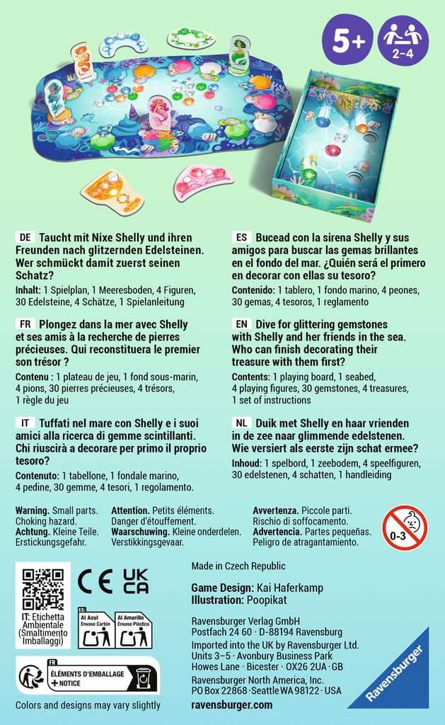 Ravensburger - Shelly Ocean Gioco Da Tavolo Di Corsa E Collezione, Per Bambini 5+, 2-4 Giocatori, 23047