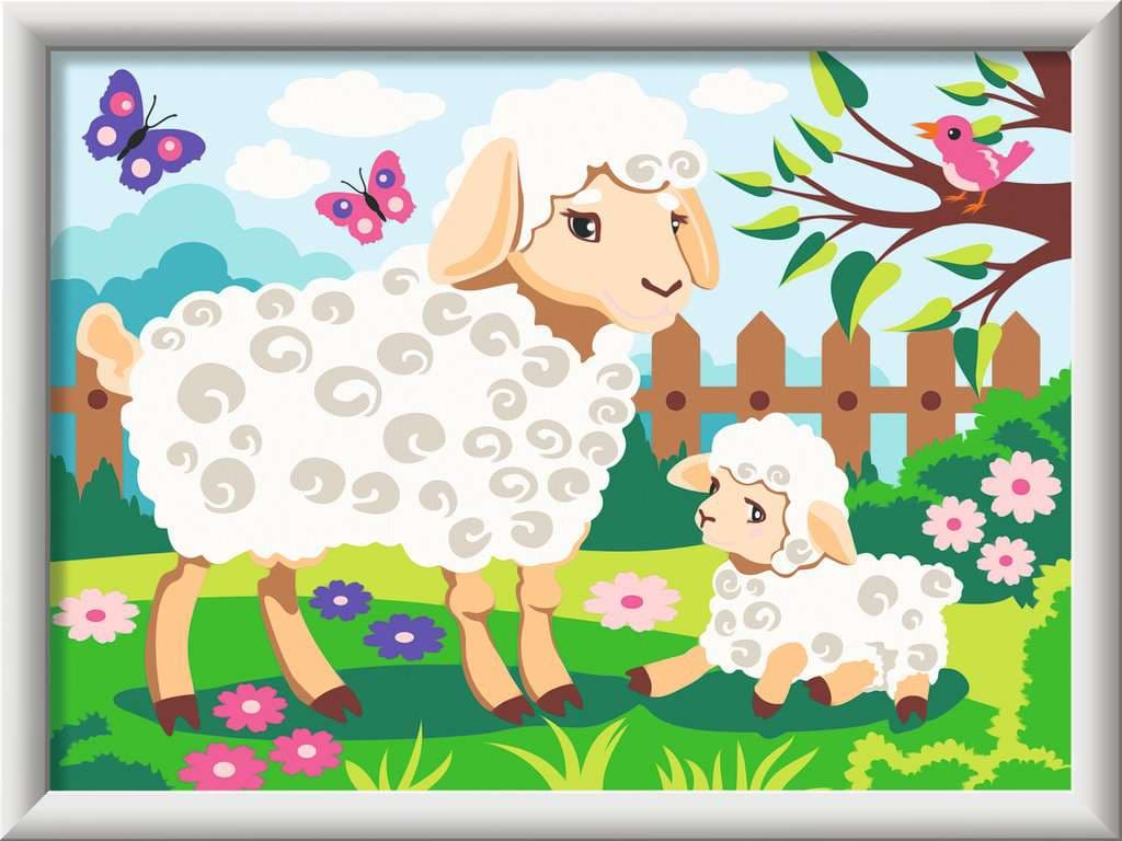Ravensburger Beschäftigung - CreArt, Malen nach Zahlen Kinder - Schaf mit Lämmchen
