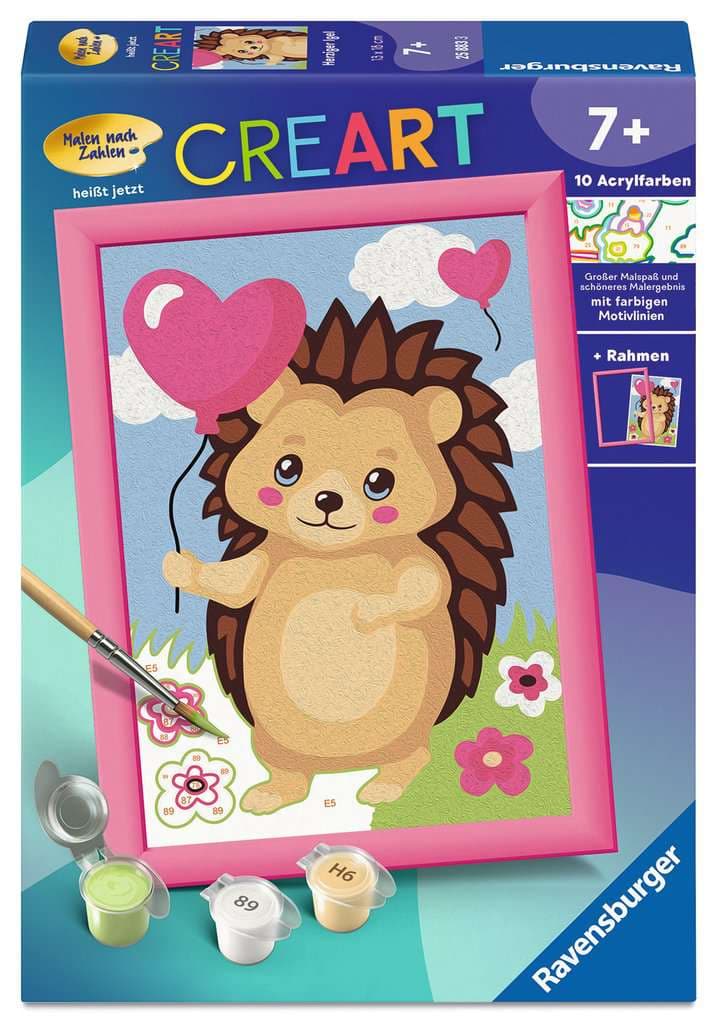 Ravensburger CreArt, Malen nach Zahlen Kinder - Herziger Igel