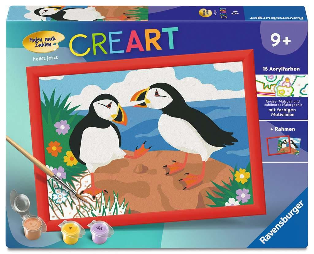 Ravensburger CreArt, Malen nach Zahlen Kinder - Papageientaucher