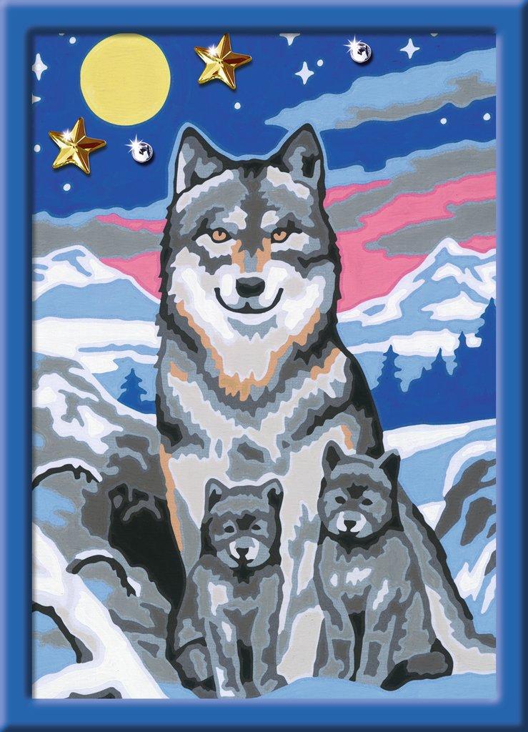 Ravensburger Beschäftigung - CreArt - Malen nach Zahlen  27784 - Süße Wolfsfamilie – Kinder ab 9 Jahren