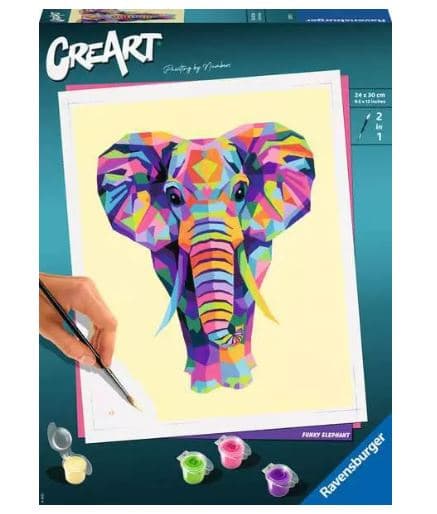 Ravensburger Beschäftigung - CreArt Funky Elephant - Malen nach Zahlen für Erwachsene
