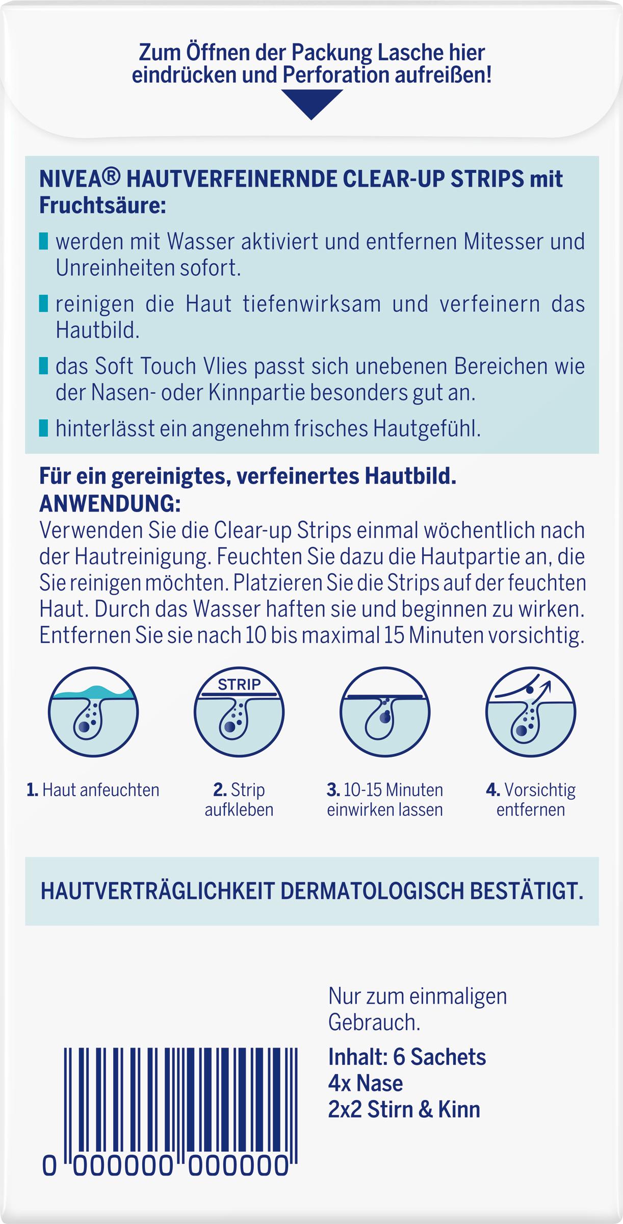 Produktbild NIVEA Hautverfeinernde Clear Up Strips 6 Sachets 2 von 3