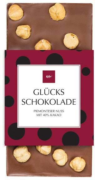 Käfer Glücks Schokolade Piemonteser Nuss 40% Kakao