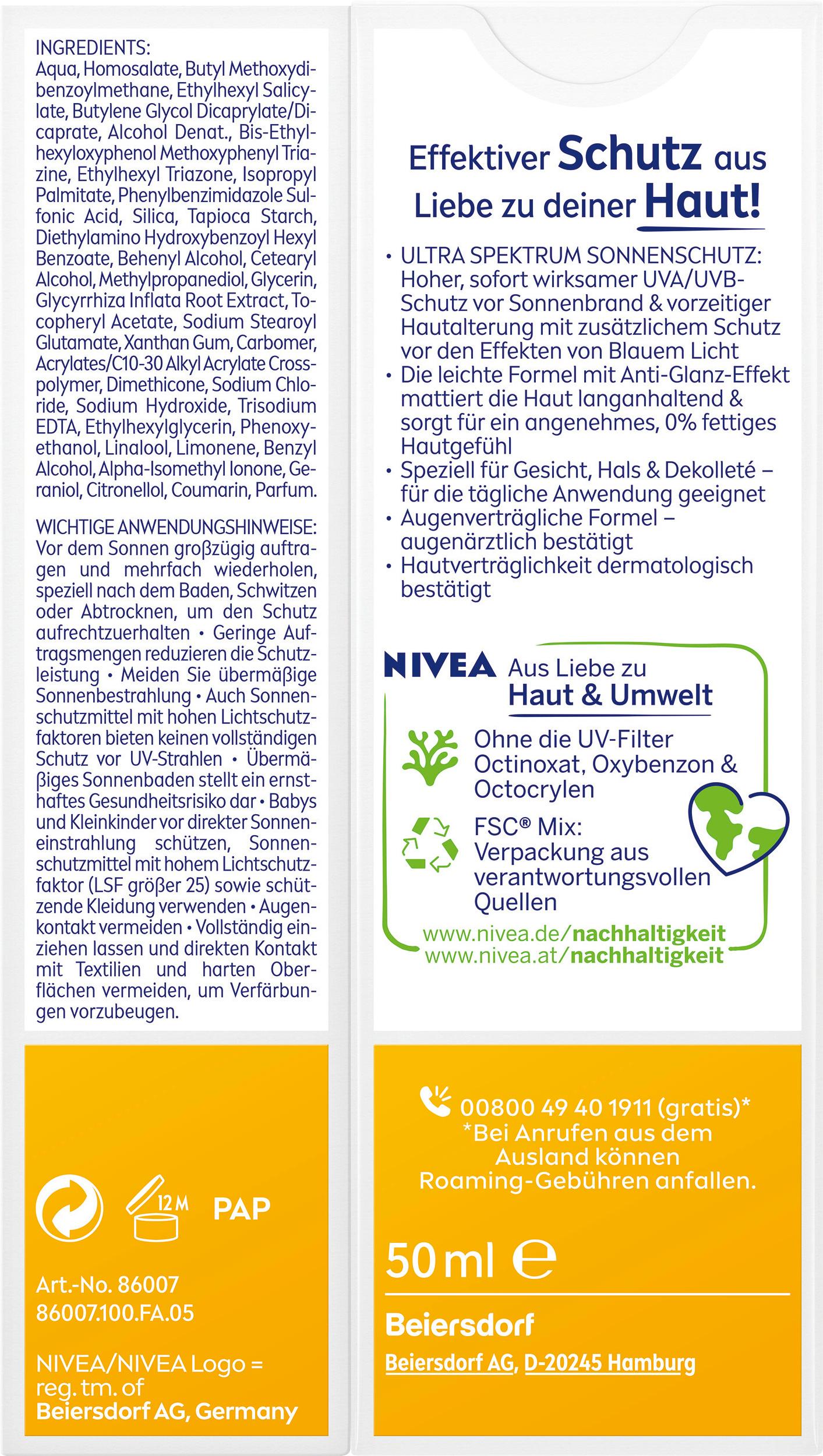 Produktbild NIVEA SUN mattierender Sonnenschutz Anti-Glanz-Effekt LSF50 3 von 5