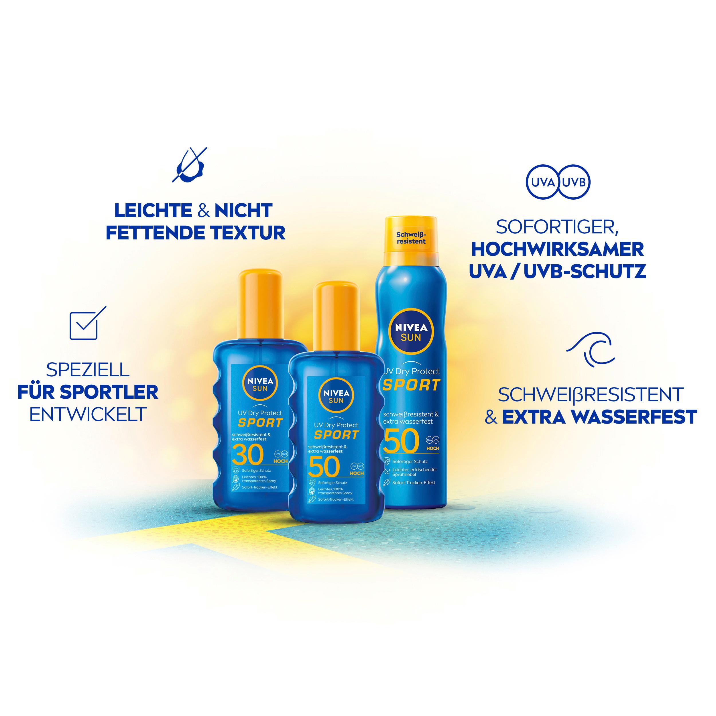 Produktbild NIVEA SUN UV Dry Protect Sport erfrischendes Sonnenspray LSF50 4 von 5