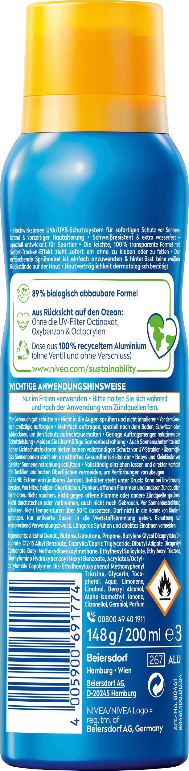 Produktbild NIVEA SUN UV Dry Protect Sport erfrischendes Sonnenspray LSF50 2 von 5