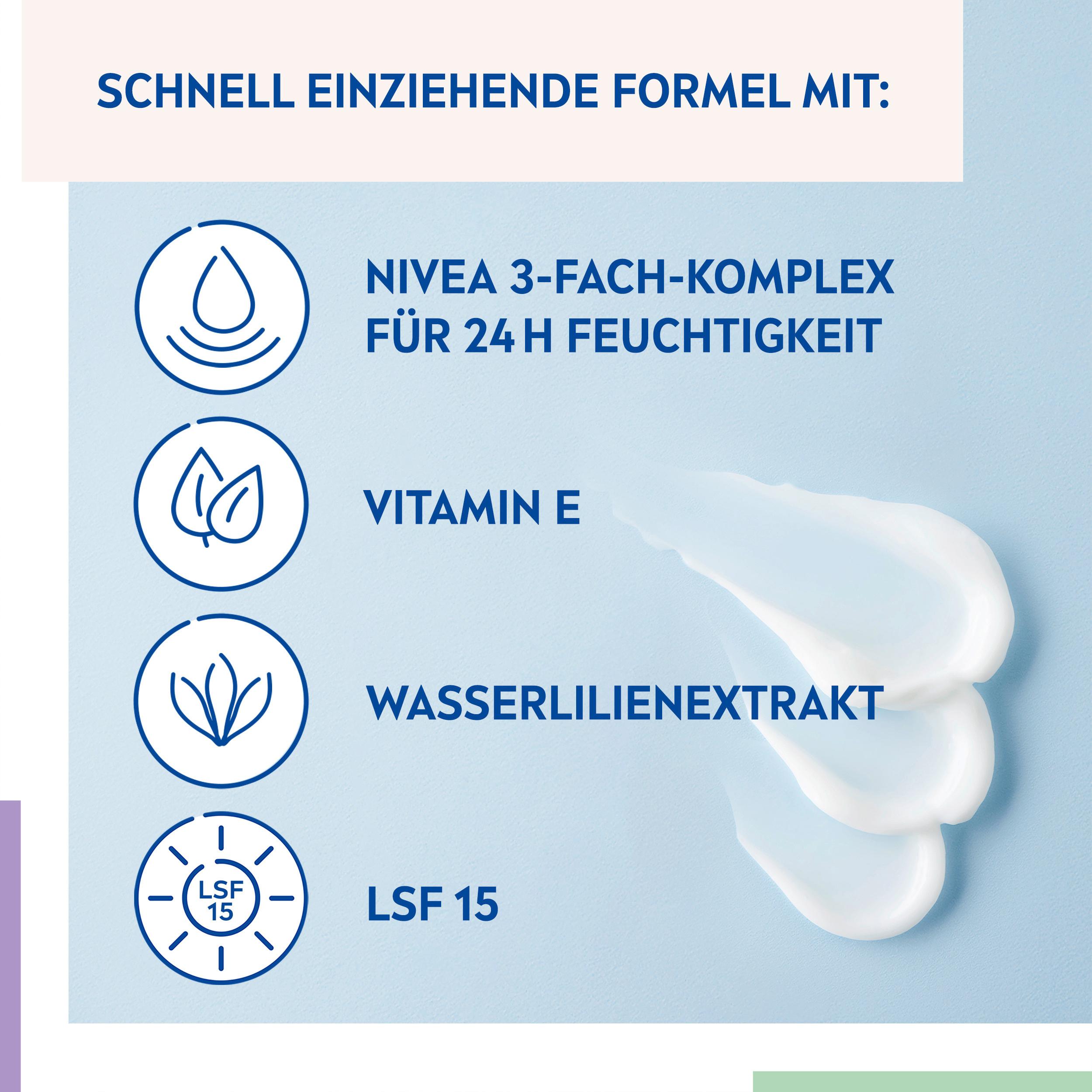 Produktbild NIVEA Erfrischende Tagespflege 24h Feuchtigkeit Normale Haut und Mischhaut LSF 15 Tube 8 von 9