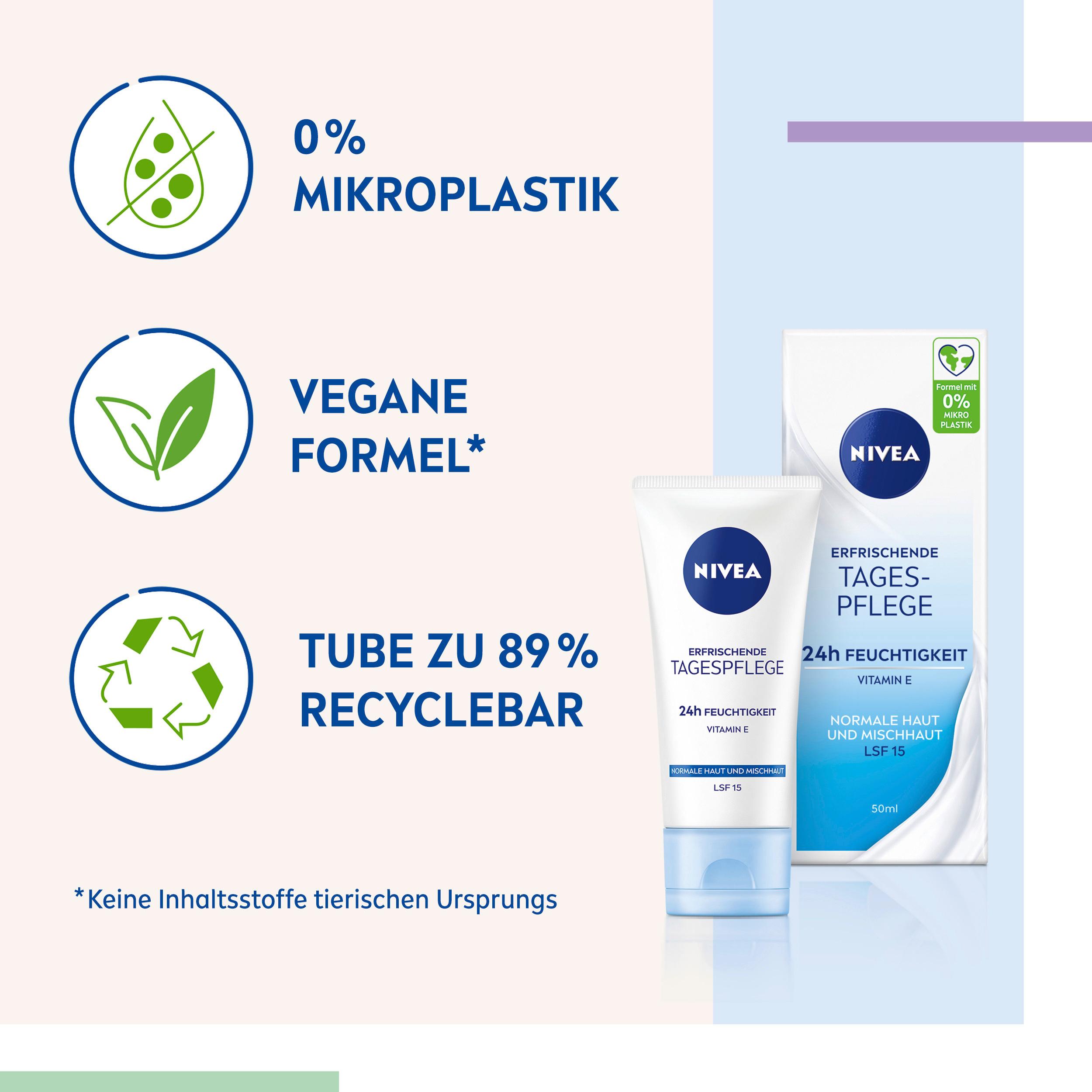 Produktbild NIVEA Erfrischende Tagespflege 24h Feuchtigkeit Normale Haut und Mischhaut LSF 15 Tube 4 von 9