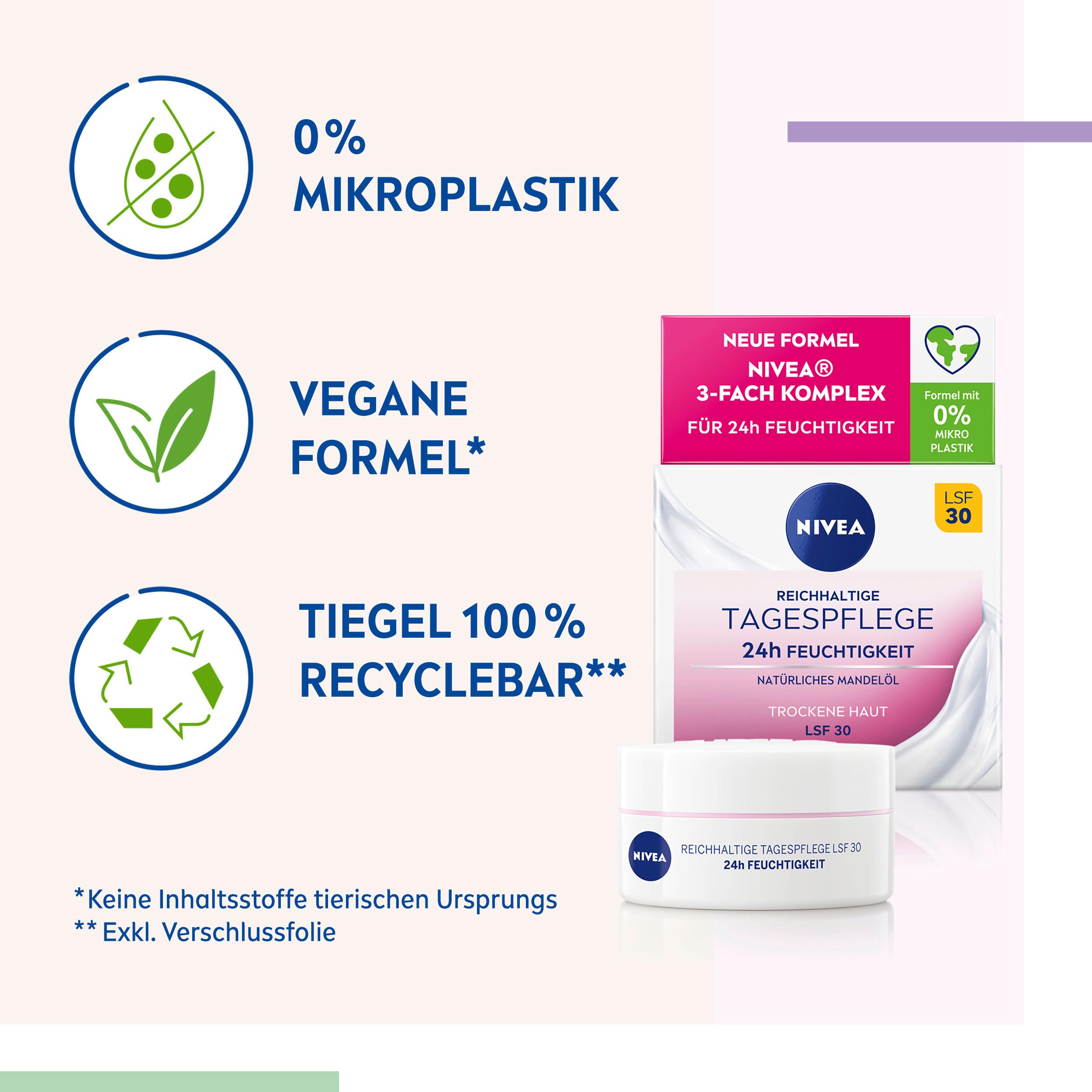 Produktbild NIVEA Reichhaltige Tagespflege 24h Feuchtigkeit Trockene Haut LSF 30 9 von 9