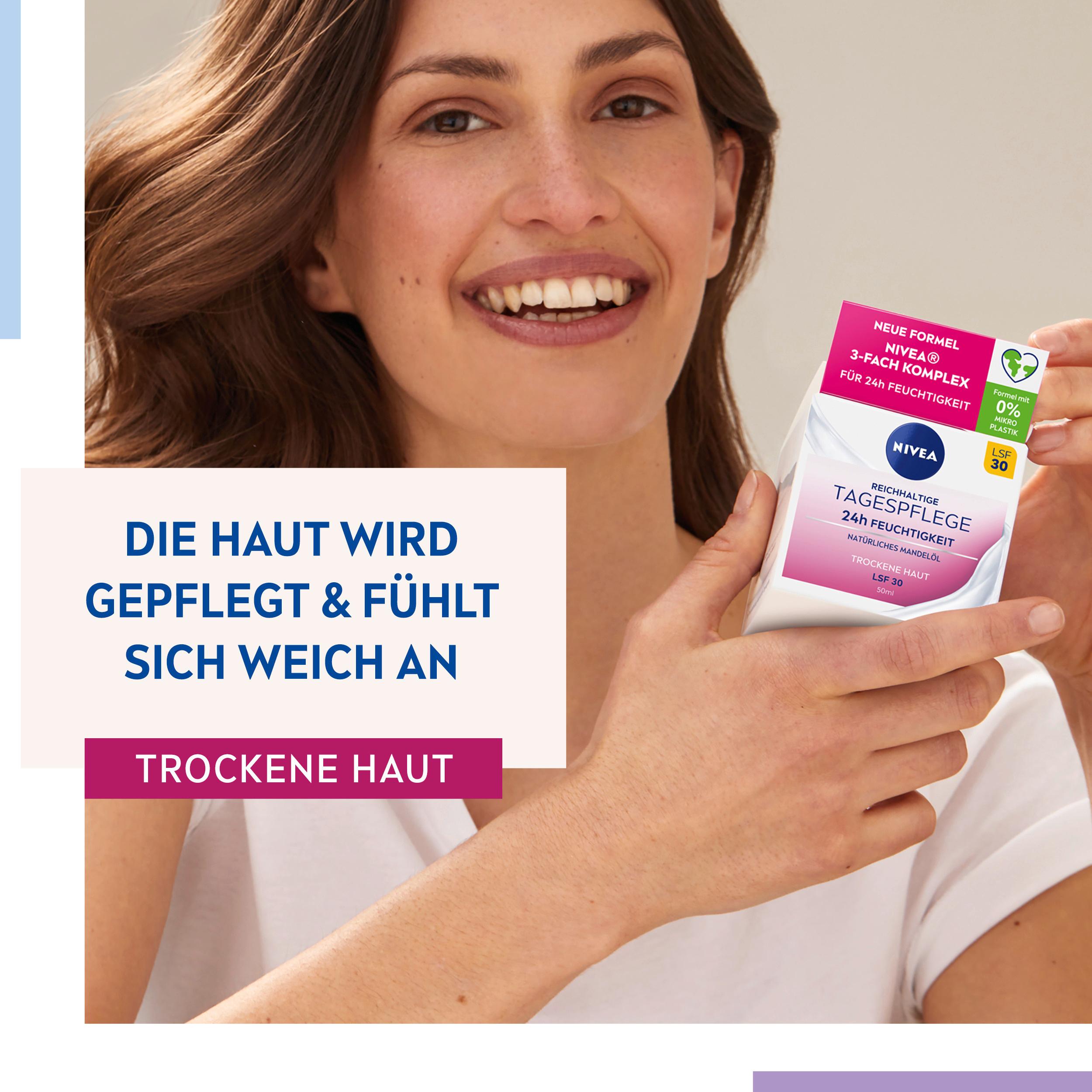 Produktbild NIVEA Reichhaltige Tagespflege 24h Feuchtigkeit Trockene Haut LSF 30 5 von 9