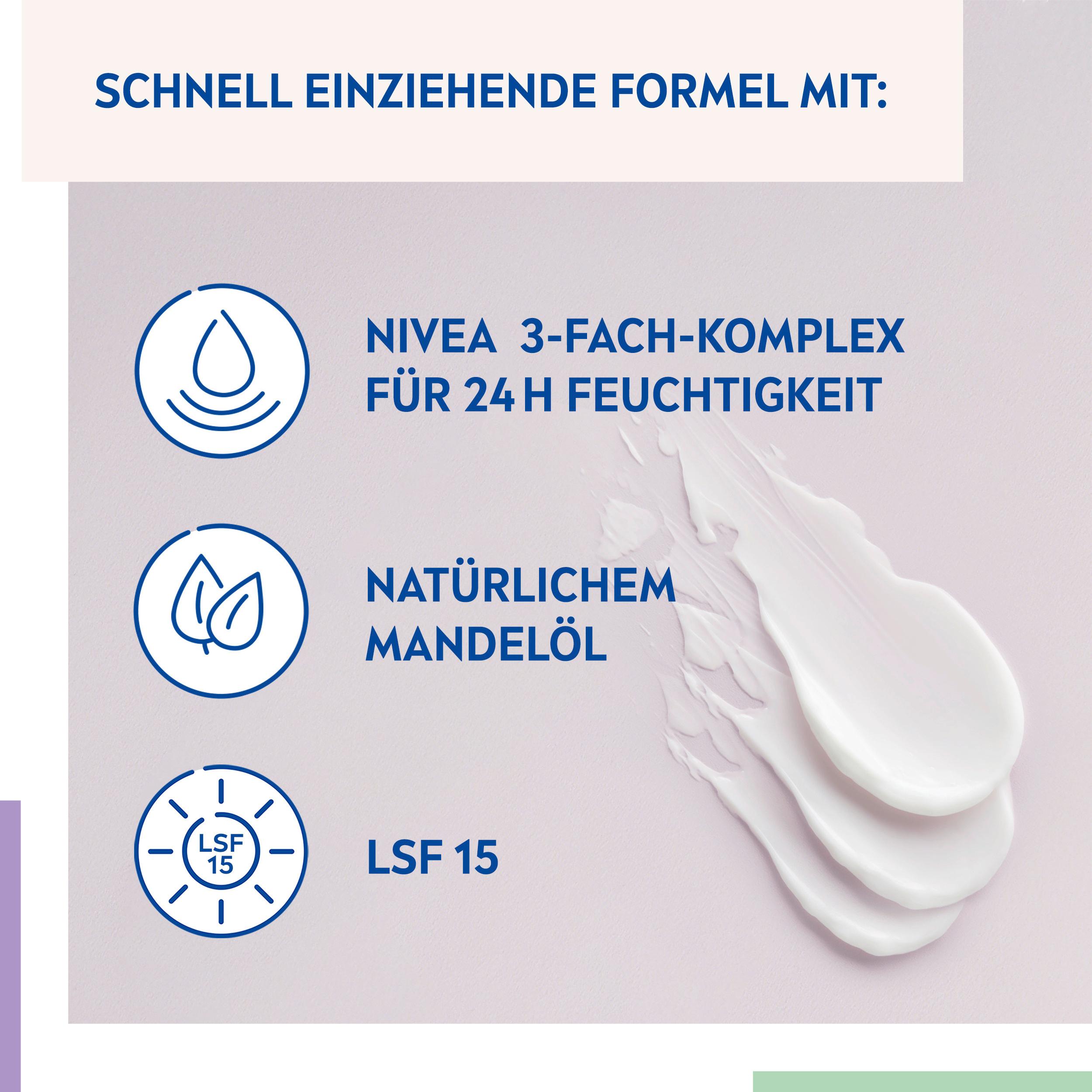 Produktbild NIVEA Reichhaltige Tagespflege 24h Feuchtigkeit Trockene Haut LSF15 2 von 8