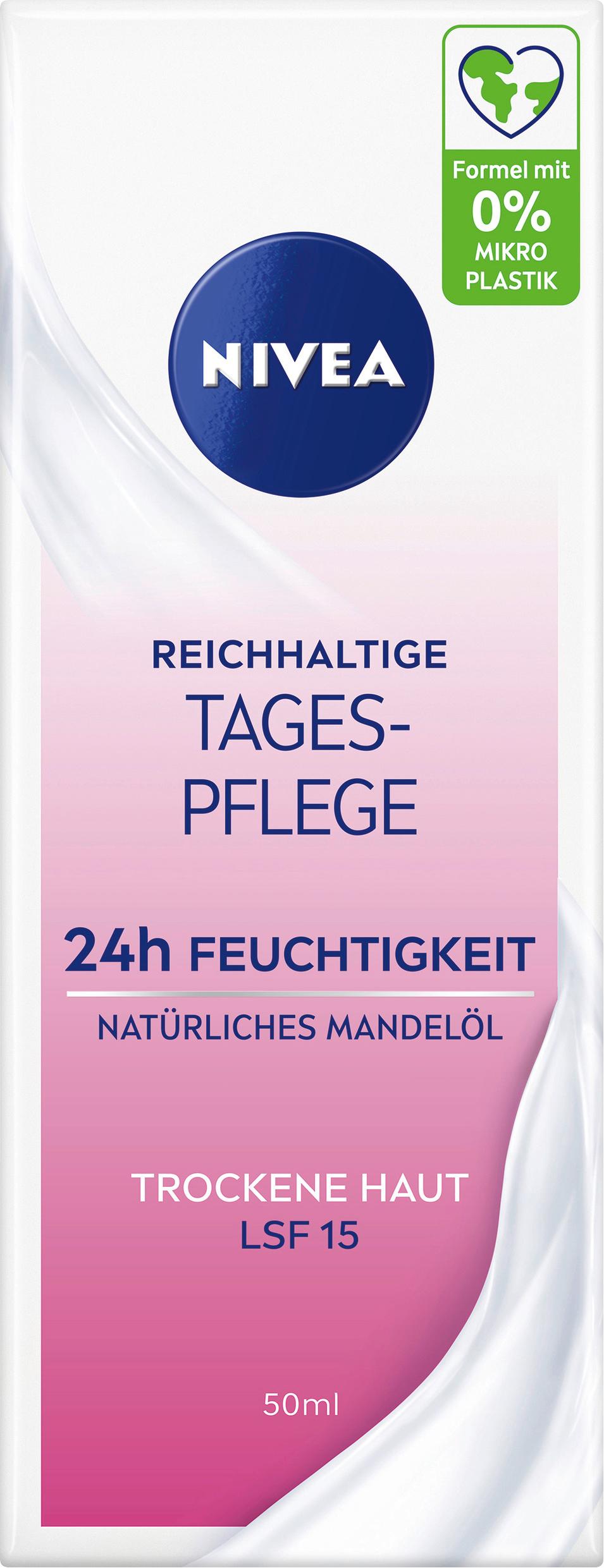 NIVEA Reichhaltige Tagespflege 24h Feuchtigkeit Trockene Haut LSF15