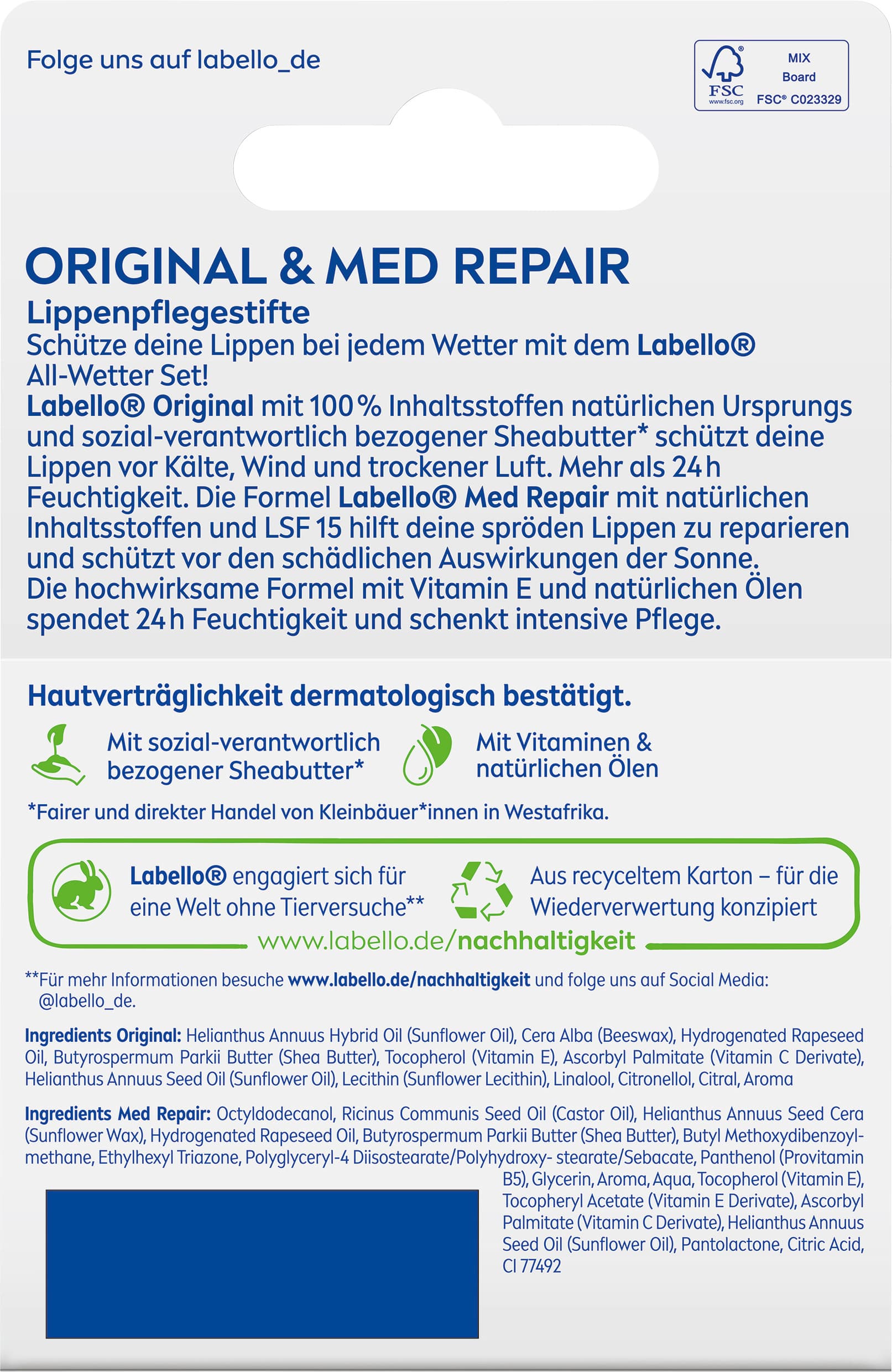 Produktbild Labello Lippenpflege Original + Med Repair 2 von 2