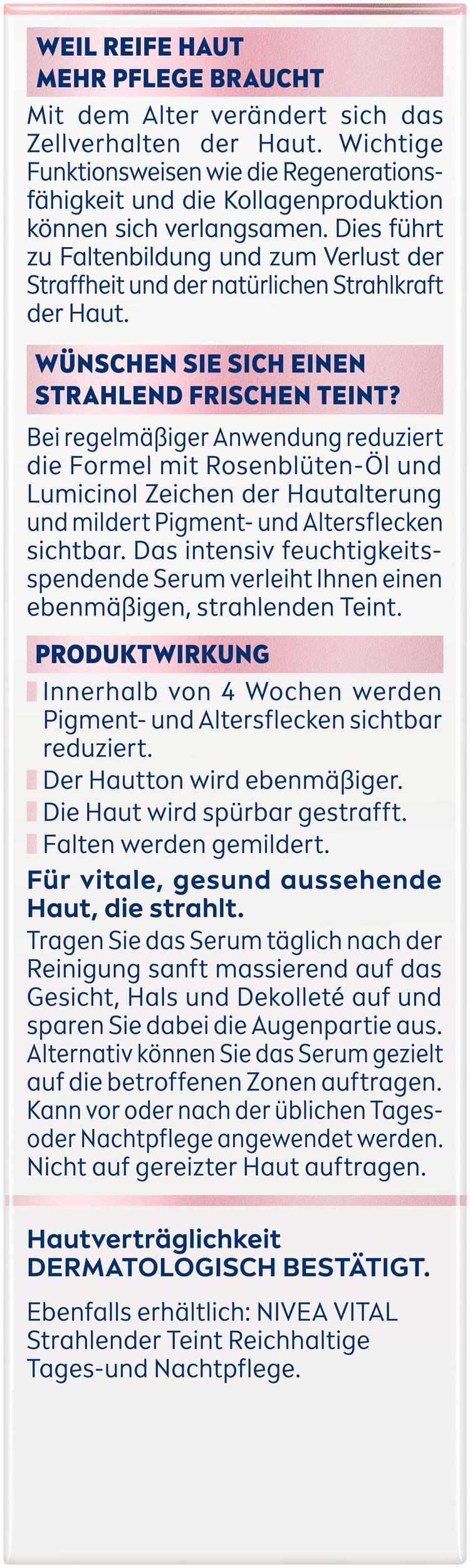 Produktbild NIVEA VITAL Strahlender Teint 3in1 Beauty Serum für Reife Haut 2 von 2