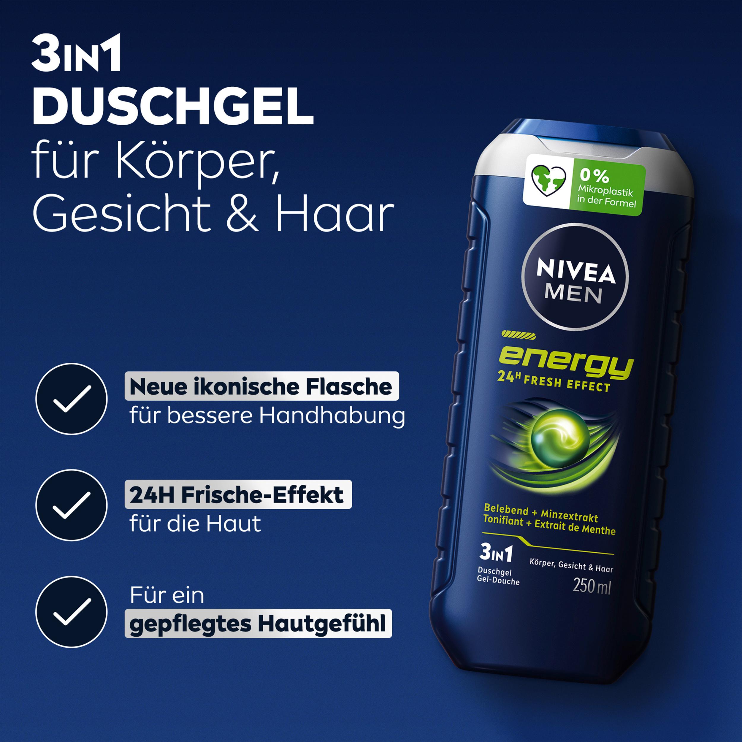 Produktbild NIVEA MEN Duschgel energy 24H fresh effect 3 in 1 3 von 6