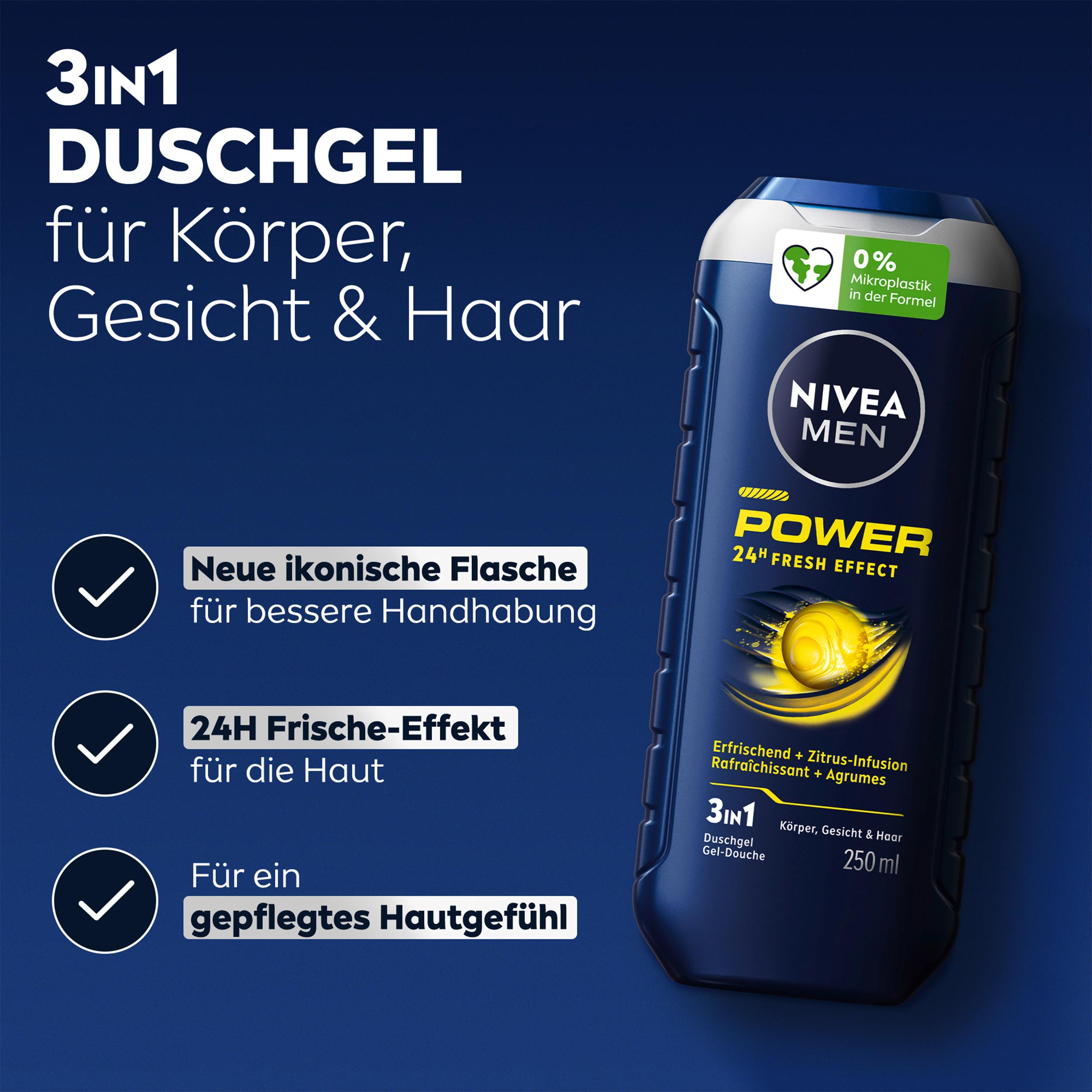 Produktbild NIVEA MEN Duschgel Power 24H fresh effect 3 in 1 3 von 6