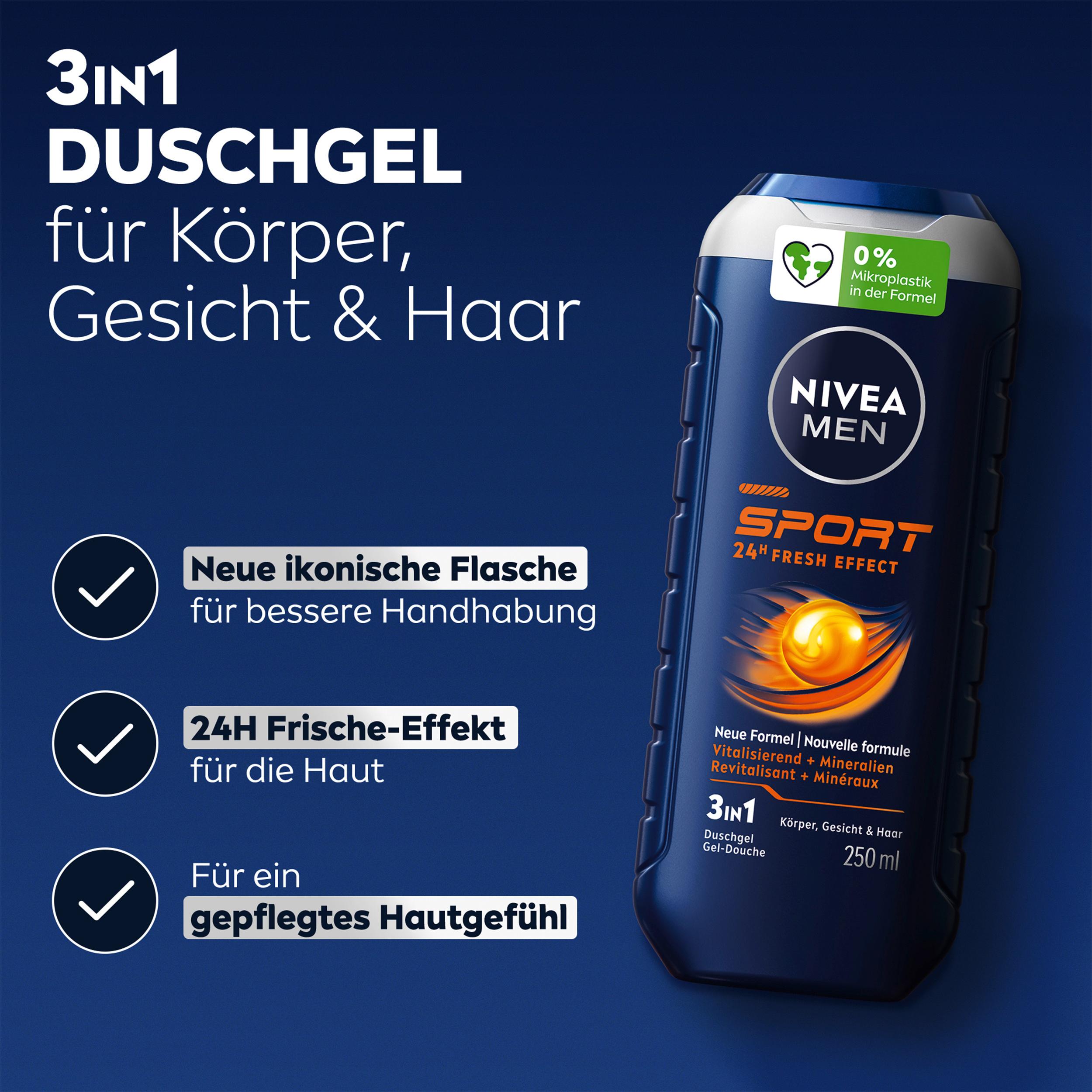 Produktbild NIVEA MEN Duschgel Sport 24H fresh effect 3 in 1 3 von 6