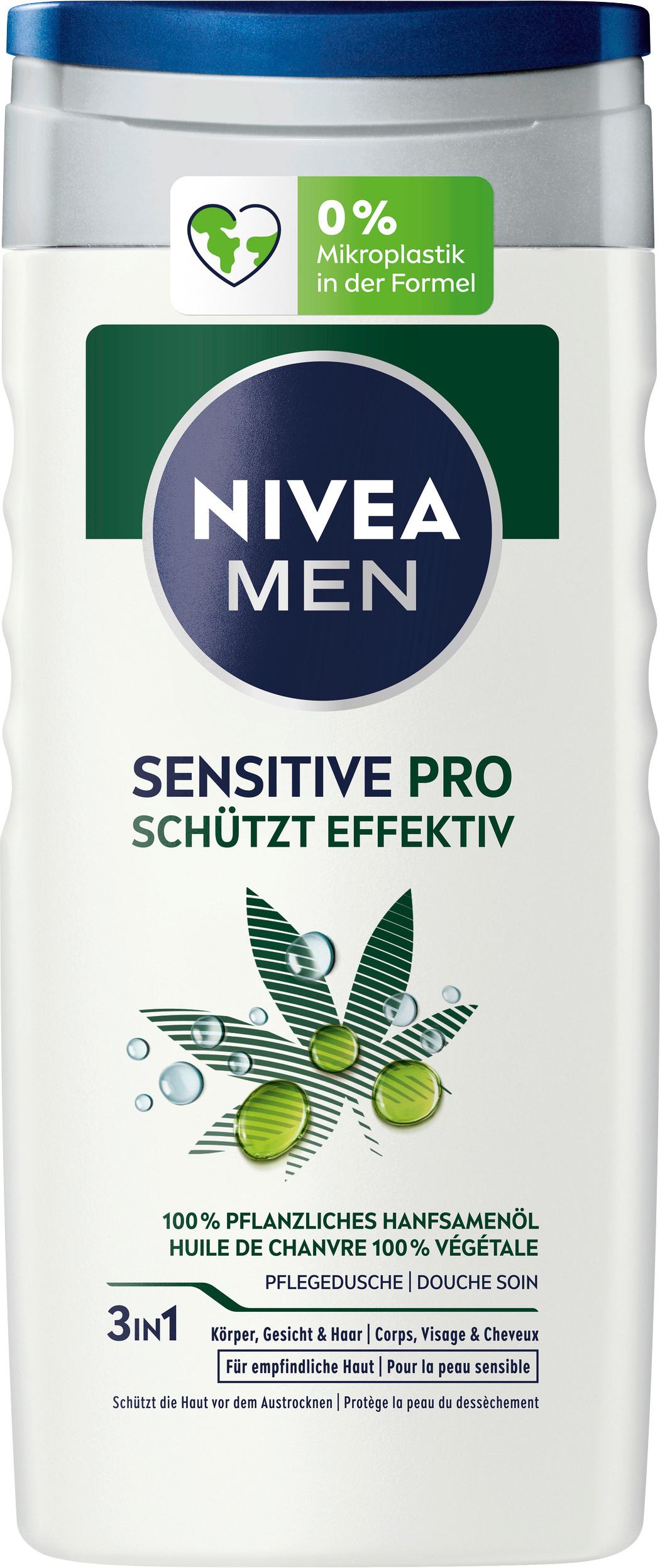 NIVEA MEN Pflegedusche 3in1 Sensit ive Pro schützt effektiv