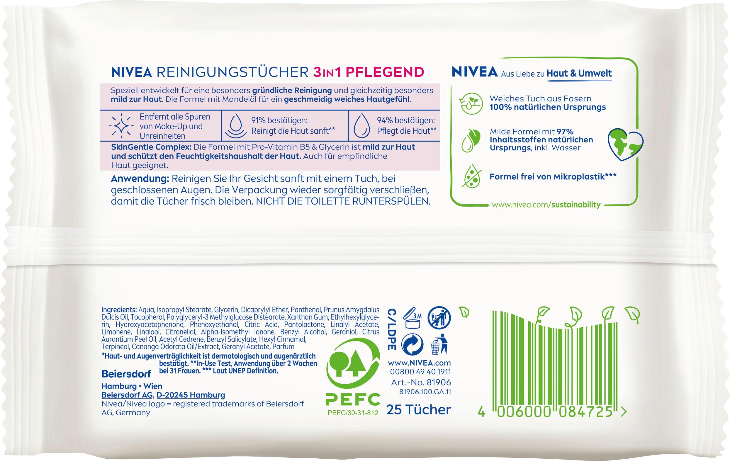Produktbild NIVEA 3in1 Pflegende Reinigungstücher Trockene Haut 25 Tücher 2 von 2