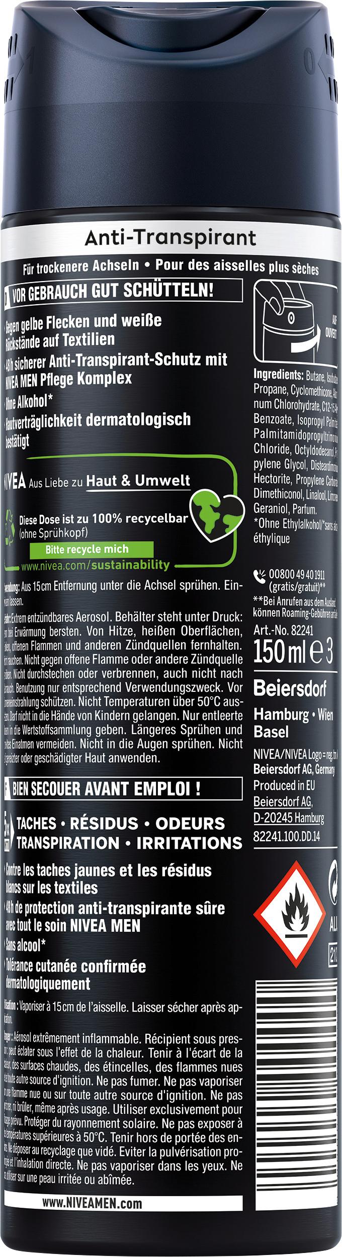Produktbild NIVEA MEN Deo Spray Black+White Invisible Original Anti-Transpirant 2 von 2