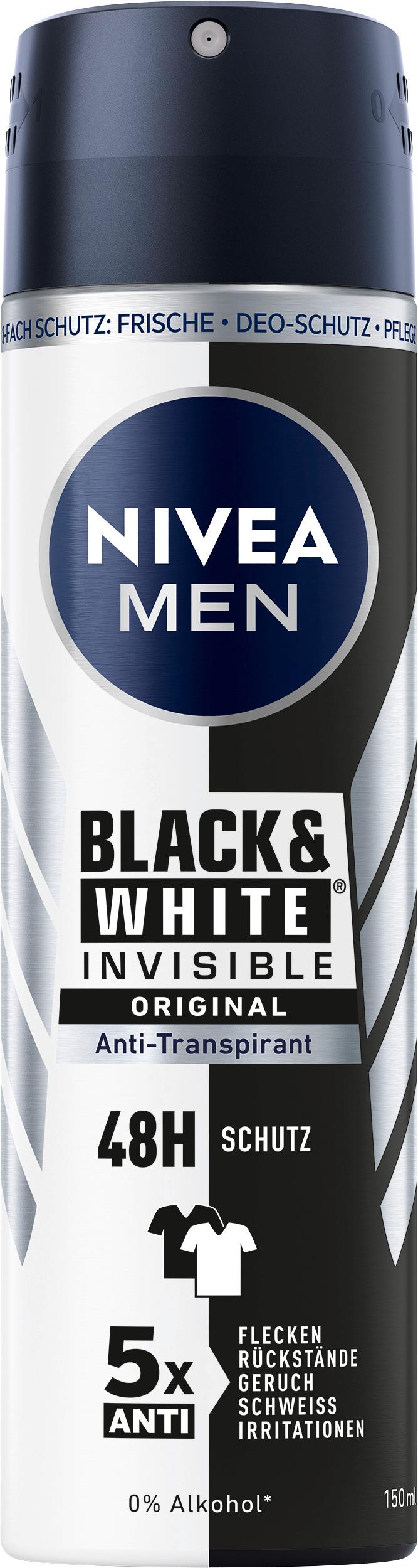 NIVEA MEN Deo Spray Black+White Invisible Original Anti-Transpirant