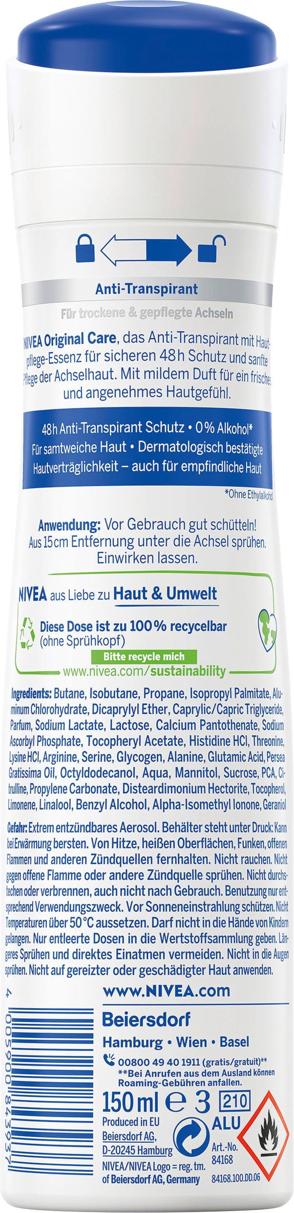 Produktbild NIVEA Deo Spray Original Care Anti- Transpirant 2 von 2