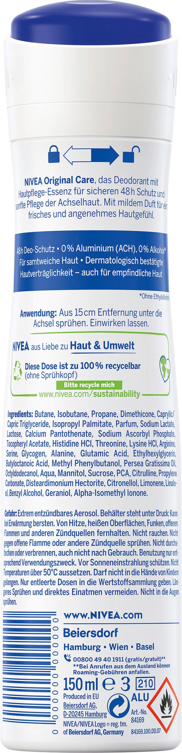 Produktbild NIVEA Deo Spray Original Care 2 von 2