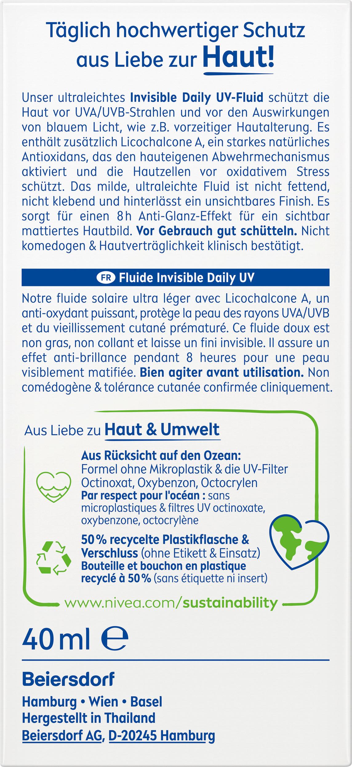 Produktbild Nivea Invisible Daily UV-Fluid mit Antioxidantien LSF50+ 2 von 8